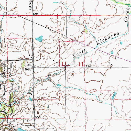 Topographic Map of North Kickapoo Creek, IL