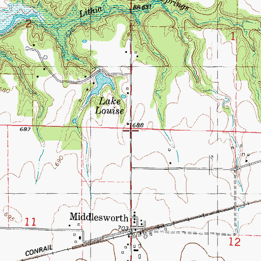 Topographic Map of North Liberty School (historical), IL