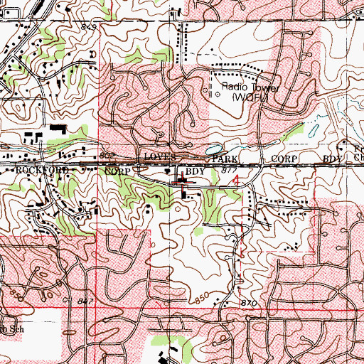 Topographic Map of North Love Church, IL