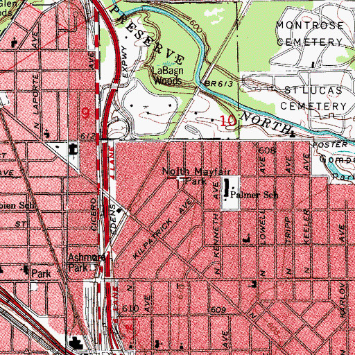 Topographic Map of North Mayfair Park, IL