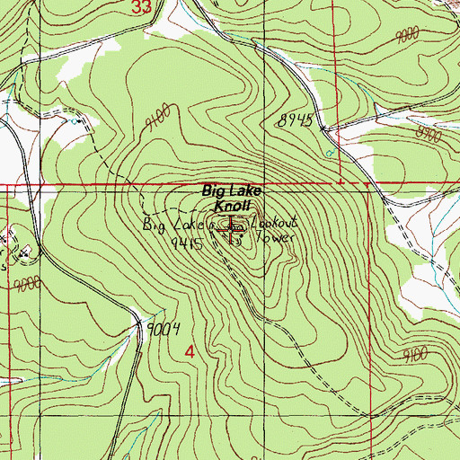 Topographic Map of Big Lake Lookout, AZ