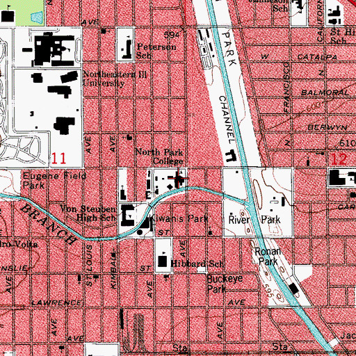 Topographic Map of North Park University, IL