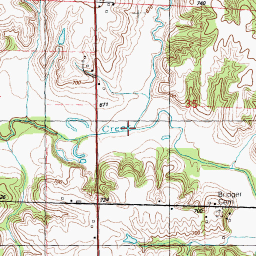 Topographic Map of North Pope Creek, IL