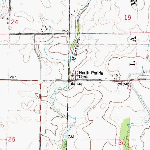 Topographic Map of North Prairie Cemetery, IL