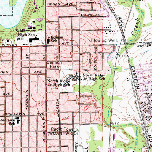 Topographic Map of North Ridge Middle School, IL