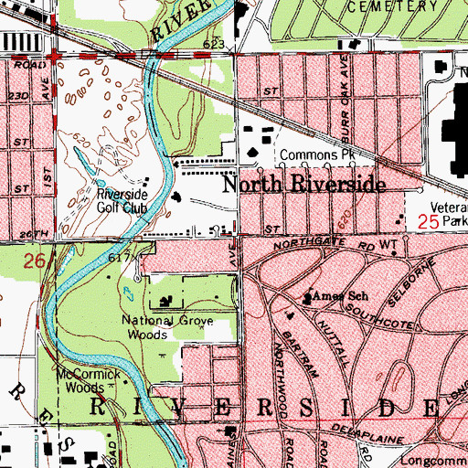 Topographic Map of North Riverside, IL