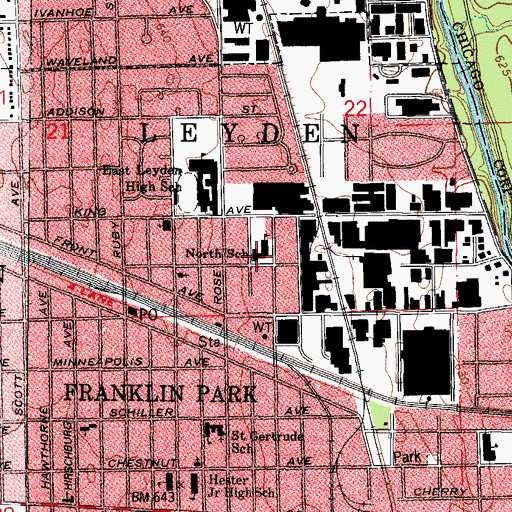 Topographic Map of North Elementary School, IL