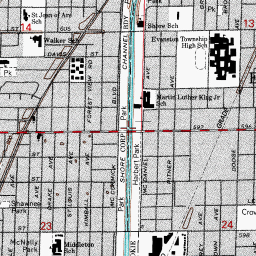 Topographic Map of North Shore Channel, IL