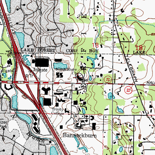 Topographic Map of North Shore Unitarian Church, IL