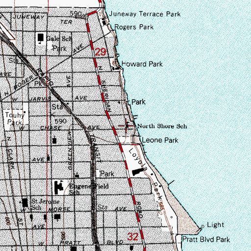 Topographic Map of North Shore School, IL
