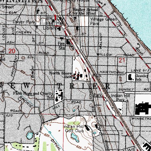 Topographic Map of North Shore Country Day School, IL