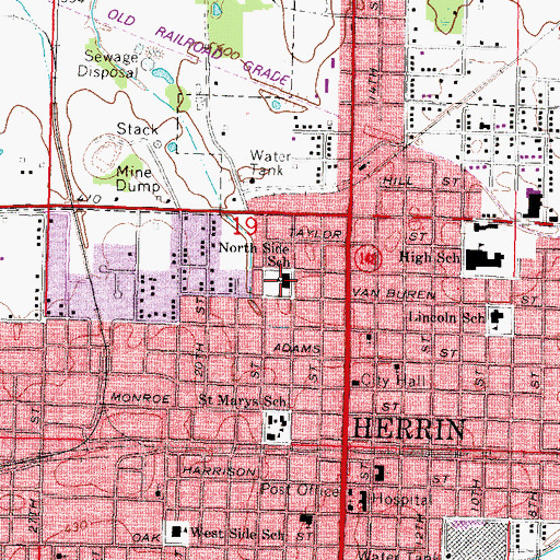 Topographic Map of North Side Elementary School, IL