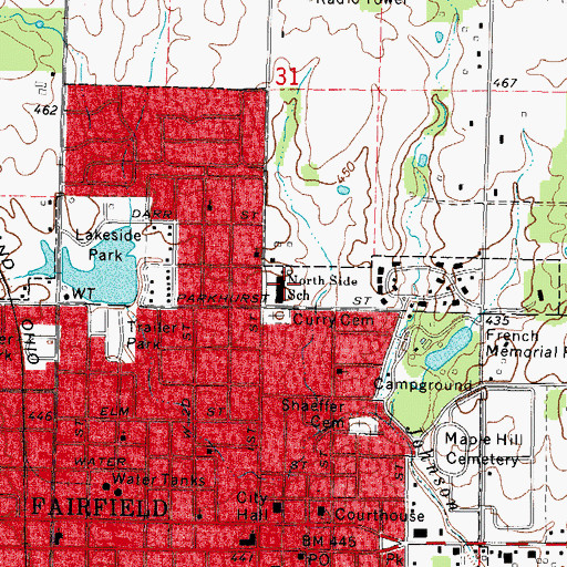 Topographic Map of North Side Elementary School, IL