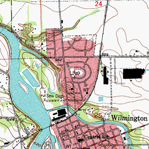 Topographic Map of Northcrest School (historical), IL
