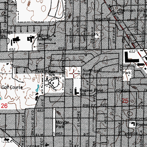 Topographic Map of Northeast Park, IL