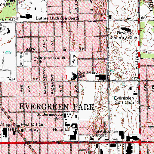 Topographic Map of Northeast Elementary School, IL