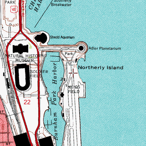 Topographic Map of Northerly Island, IL