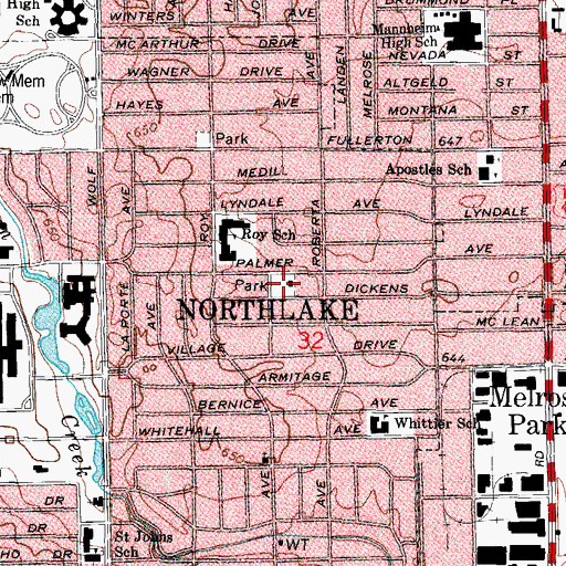 Topographic Map of Northlake, IL