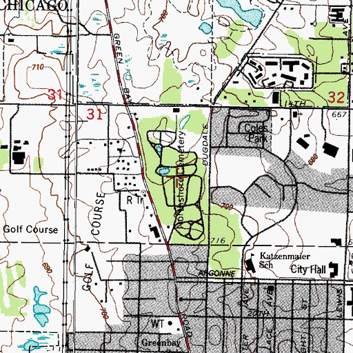 Topographic Map of Northshore Garden of Memories, IL
