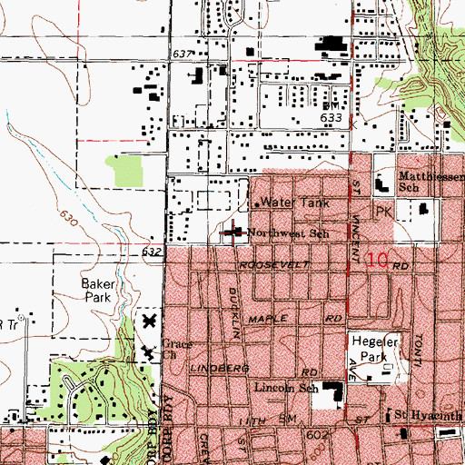 Topographic Map of Northwest Elementary School, IL
