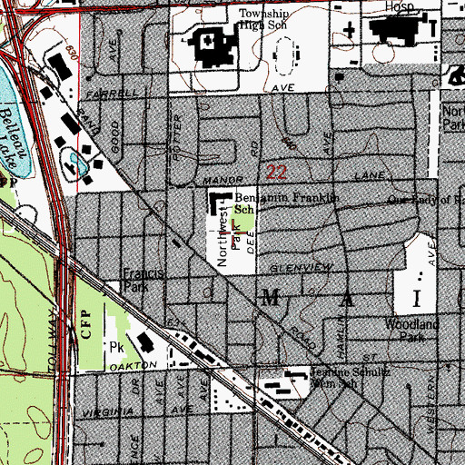 Topographic Map of Northwest Park, IL