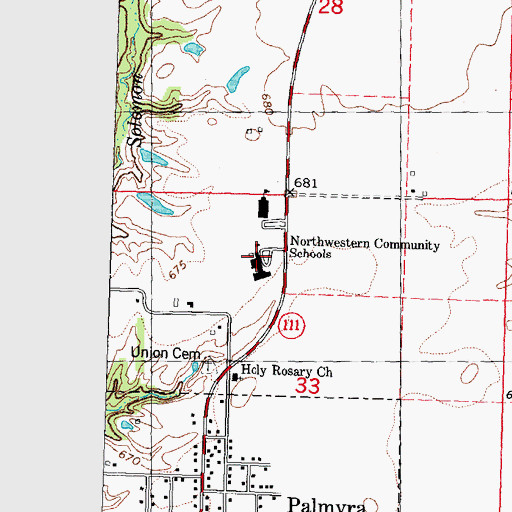 Topographic Map of Northwestern Community Schools, IL