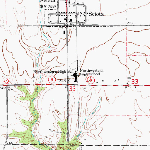 Topographic Map of Northwestern High School, IL