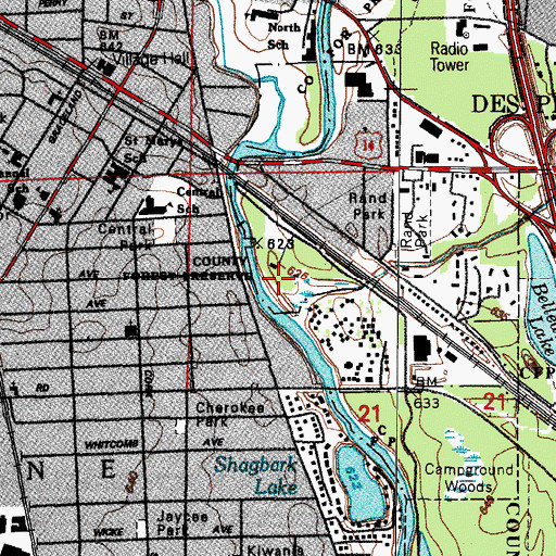 Topographic Map of Northwestern Woods, IL