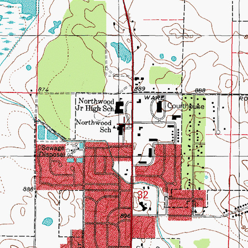 Topographic Map of Northwood Elementary School, IL
