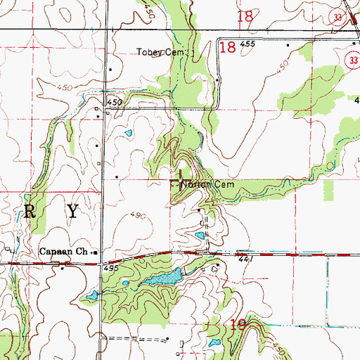 Topographic Map of Norton Cemetery, IL