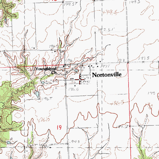 Topographic Map of Nortonville, IL