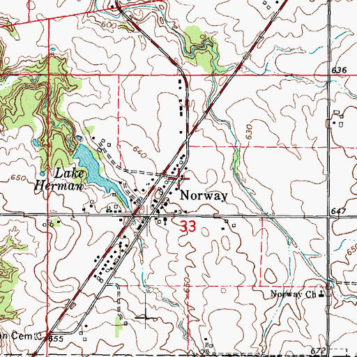 Topographic Map of Norway, IL
