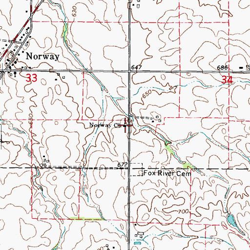 Topographic Map of Fox River Lutheran Church, IL