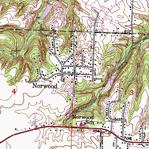 Topographic Map of Norwood, IL