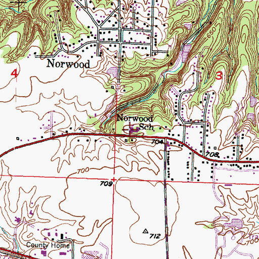 Topographic Map of Norwood School, IL