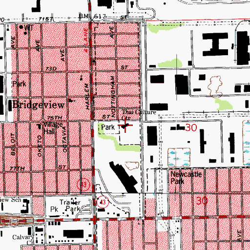 Topographic Map of Nottingham School, IL