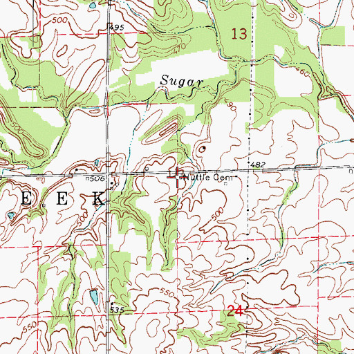 Topographic Map of Nuttle Cemetery, IL