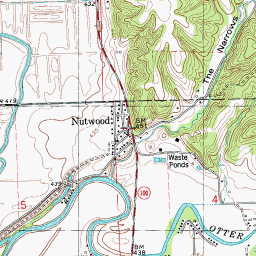 Topographic Map of Nutwood, IL
