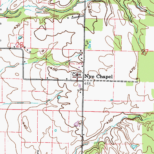 Topographic Map of Nye Chapel United Methodist Church, IL