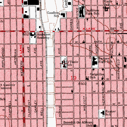 Topographic Map of O'Toole Elementary School, IL