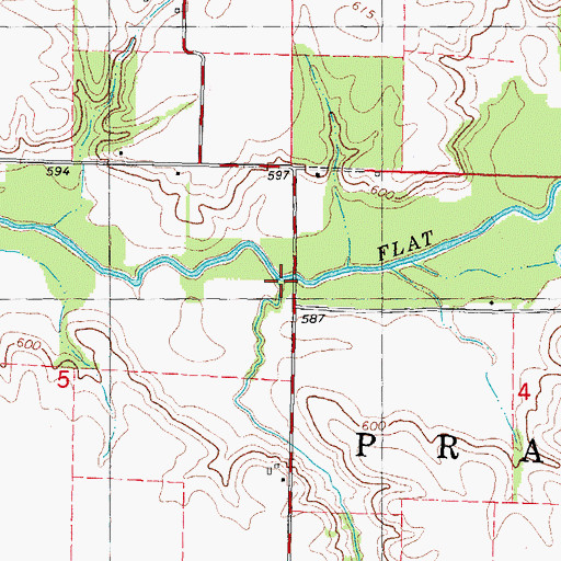 Topographic Map of Oak Branch, IL
