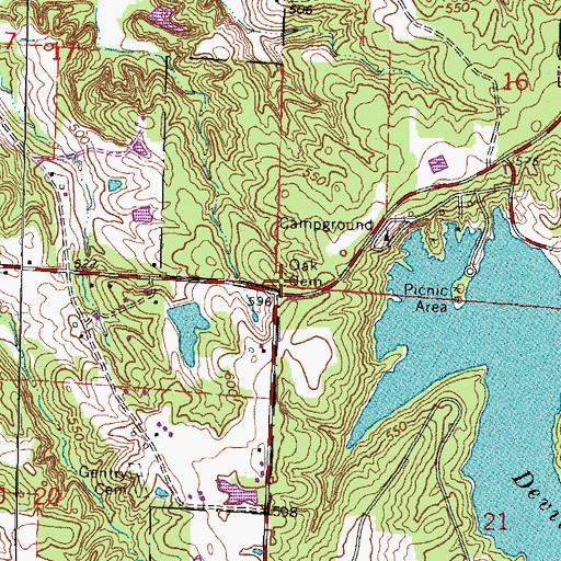 Topographic Map of Baker Cemetery, IL
