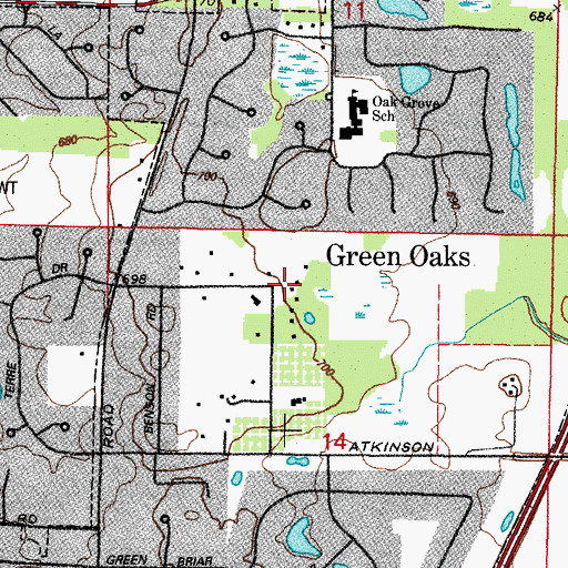 Topographic Map of Oak Grove, IL
