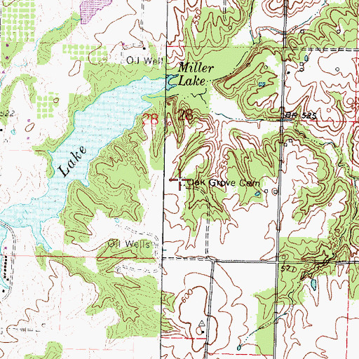 Topographic Map of Oak Grove Cemetery, IL