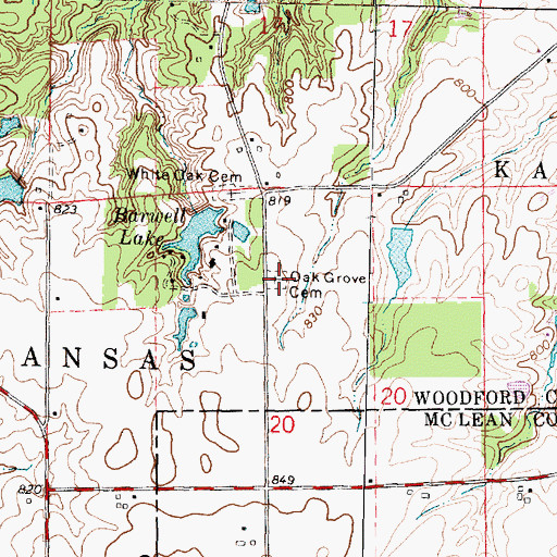 Topographic Map of Oak Grove Cemetery, IL
