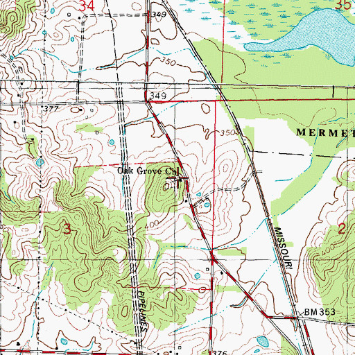 Topographic Map of Oak Grove Cumberland Presbyterian Church, IL