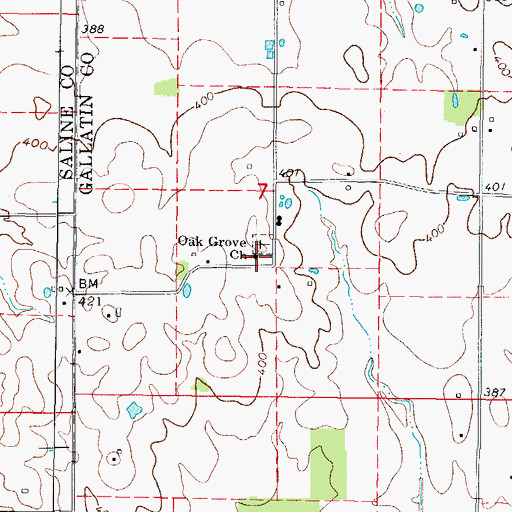 Topographic Map of Oak Grove Church, IL