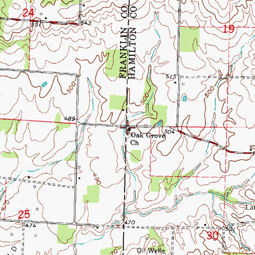 Topographic Map of Oak Grove Church, IL