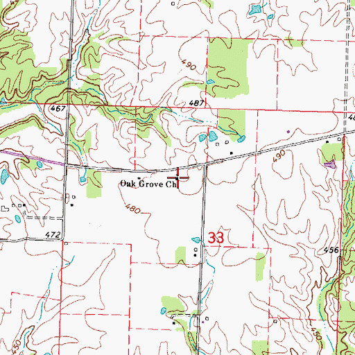 Topographic Map of Oak Grove Church, IL