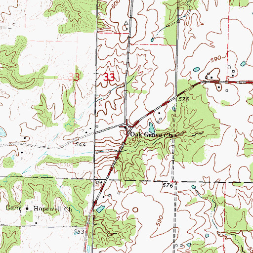 Topographic Map of Oak Grove Church, IL